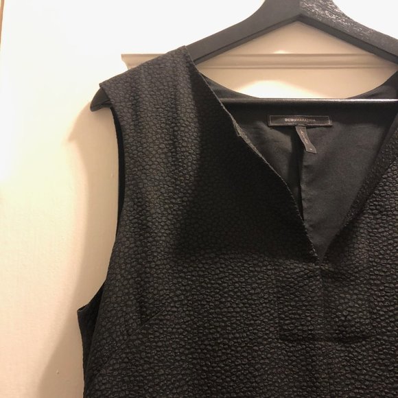 New BCBGMaxAzria Bette jacquard minimalist notch collar boxy high-low mini dress - Picture 13 of 16